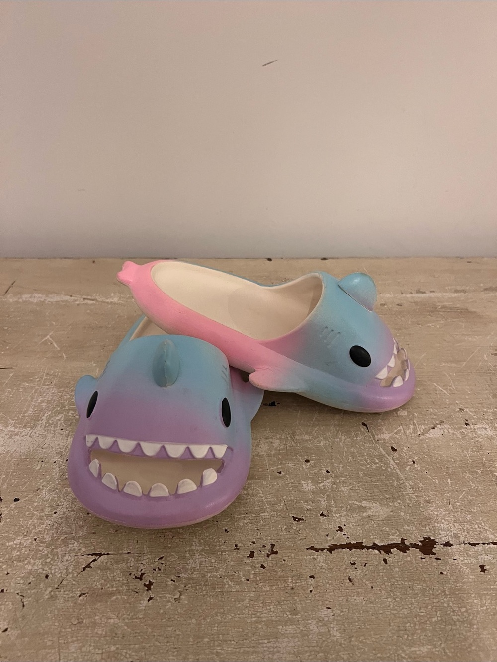 3/$15 Kids Pastel Shark Slides Blue Pink Purple